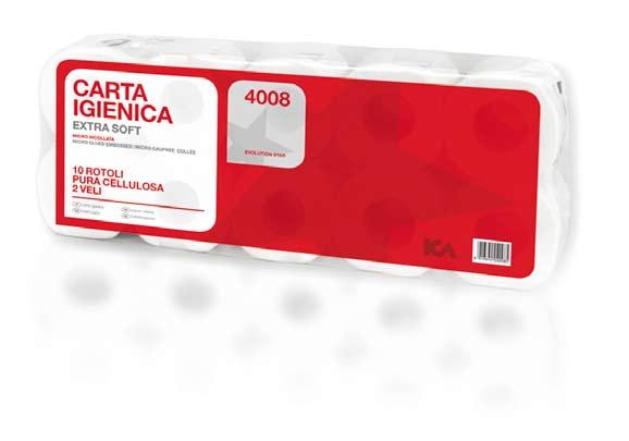24 CARTA IGIENICA ROTOLINO Pura cellulosa 4008 100% pura cellulosa Carta igienica in pura cellulosa, 2 veli micro-incollati, extra soft.