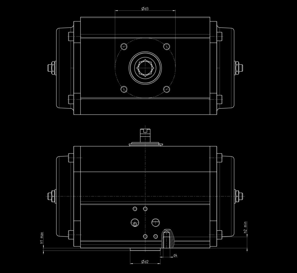 > Attuatori rotanti Serie ARP Attuatori rotanti Serie ARP Riferimento normativo ISO 52 relativo alle dimensioni delle flangie di connessione attuatorevalvola Flangia ISO d2 f8 d3 d4 h max h2