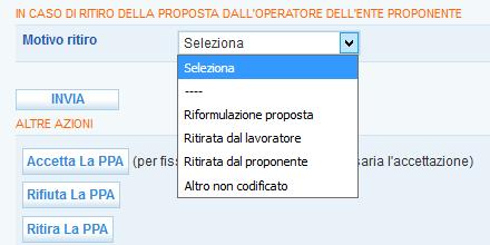 Cliccare quindi sul pulsante specifico per il ritiro o il rifiuto.