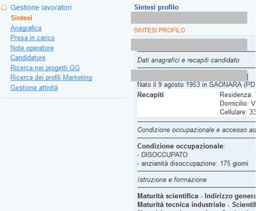 anagrafici e i dati della Scheda Anagrafico Professionale (SAP).