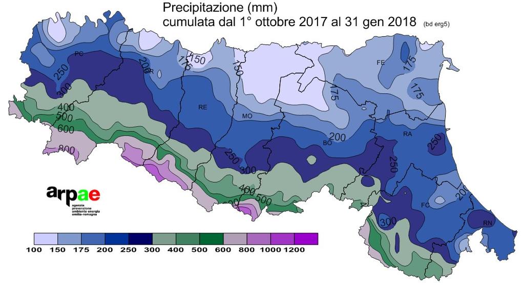 Precipitazioni ottobre-gennaio