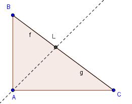 Da cui la seguente identità: Nell esempio dato per il triangolo rettangolo di lati 3, 4 e 5 si ha: Teorema della bisettrice In un triangolo due