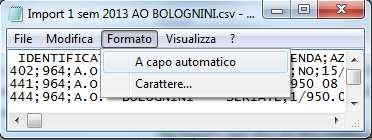 Nota: al termine della creazione del file csv, aprire il file e verificare che in