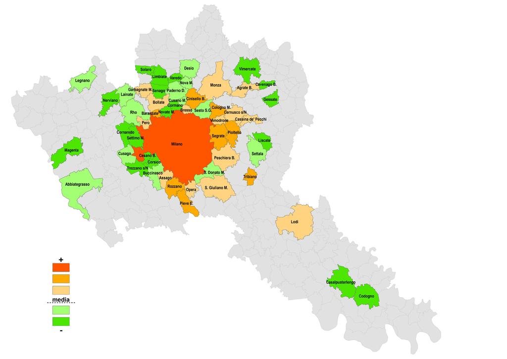 LOCALIZZAZIONE ESISTENTE NUOVA LOCALIZZAZIONE Tributi complessivi (esclusa addizionale IRPEF) per nuovo capannone industriale (confronto rispetto alla media). 800.