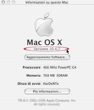 su questo Mac Verificare se la versione del Mac OS è almeno 10.3 (Panther) o superiore.