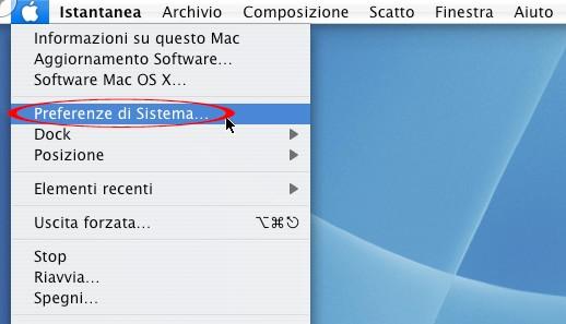 Click in alto a sinistra del monitor sull icona Apple Scegliere Preferenze di