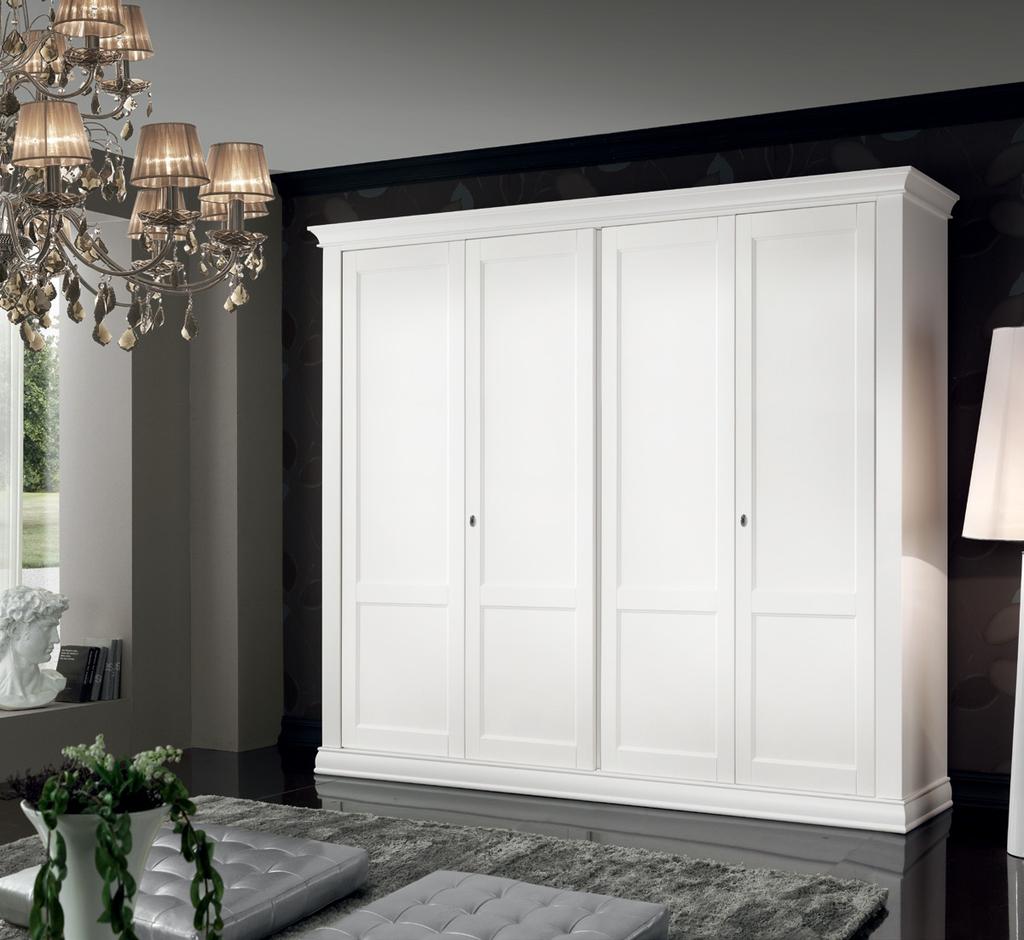 wardrobe with 4 hinged doors. cm. l.294 p.65 h.252 CAMERAANTONELLA THE PURE WHITE COLOR FOR EXCELLENCE.