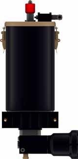 La pompa è applicata nella parte inferiore del serbatoio ed il comando viene effettuato mediante un pistone a semplice effetto alimentato da aria compressa.