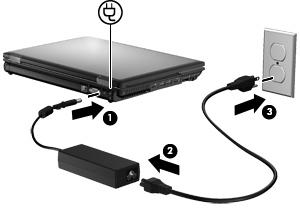 Durante il collegamento del computer all'alimentazione CA esterna si verificano le seguenti condizioni: Inizia il caricamento della batteria.