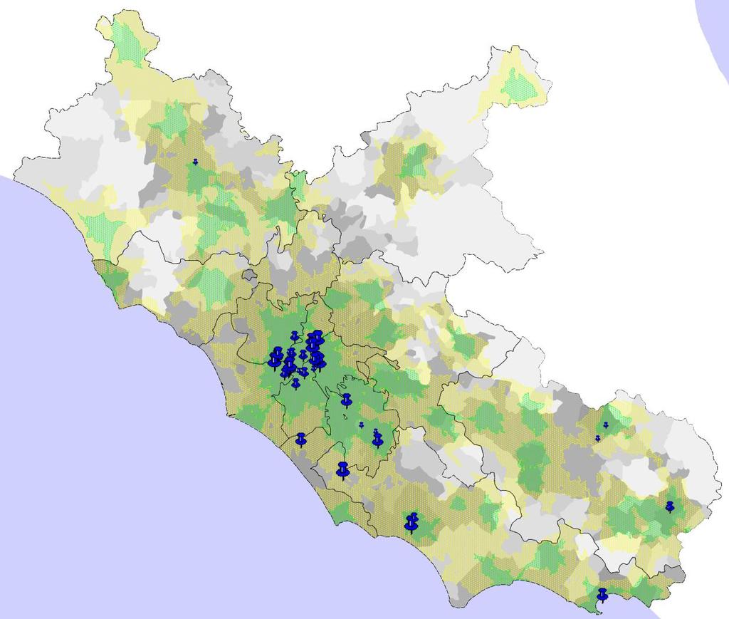 Regione Lazio: rapporto tra Case di cura accreditate e restante rete di offerta per Acuti Le Case di cura accreditate sono tutte collocate in