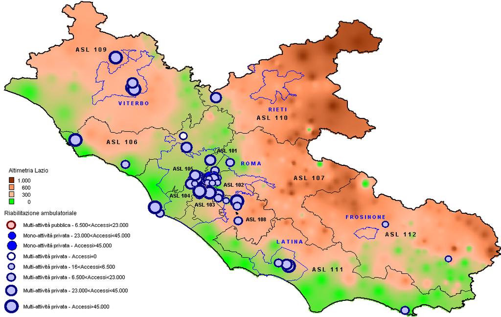 Sintesi Regione Lazio Analisi offerta Georeferenziazione: Riabilitazione ambulatoriale Le strutture ambulatoriali di riabilitazione extraospedaliera ex art.