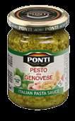 8774 V 580 Pesto alla Genovese Basilico, olio di semi di girasole, Grana Padano, anacardi, pinoli, pecorino, patate, aglio Genoa Style Pesto Basil, extra virgin olive oil, sunflower seeds oil, Grana