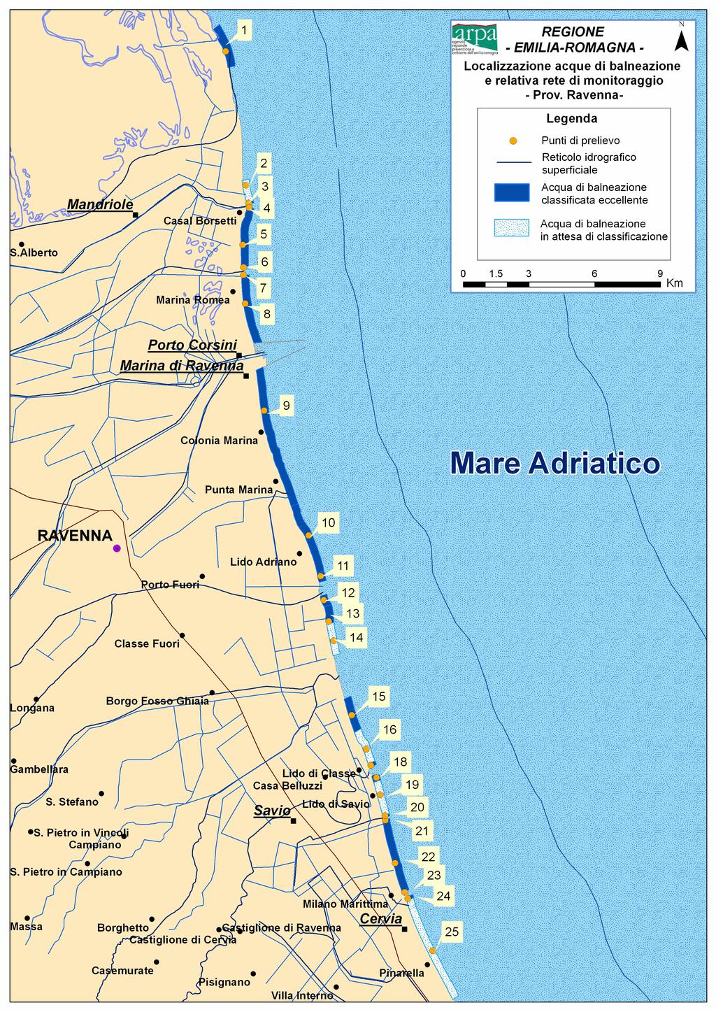 Classification of water quality Province of Ravenna: EXCELLENT The classification of bathing water quality is "excellent" for all waters that have sufficient data for the assessment.