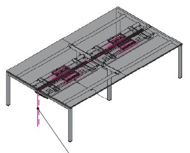 finitura delle gambe. Barra attrezzabile con ribaltine in legno lungo tutto il piano.