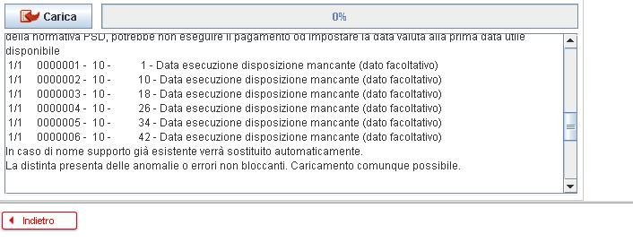 2. Errori non Bloccanti o eliminabili Nel caso di errori non bloccanti (per esempio l assenza di dati facoltativi) o che possono essere corretti (es.