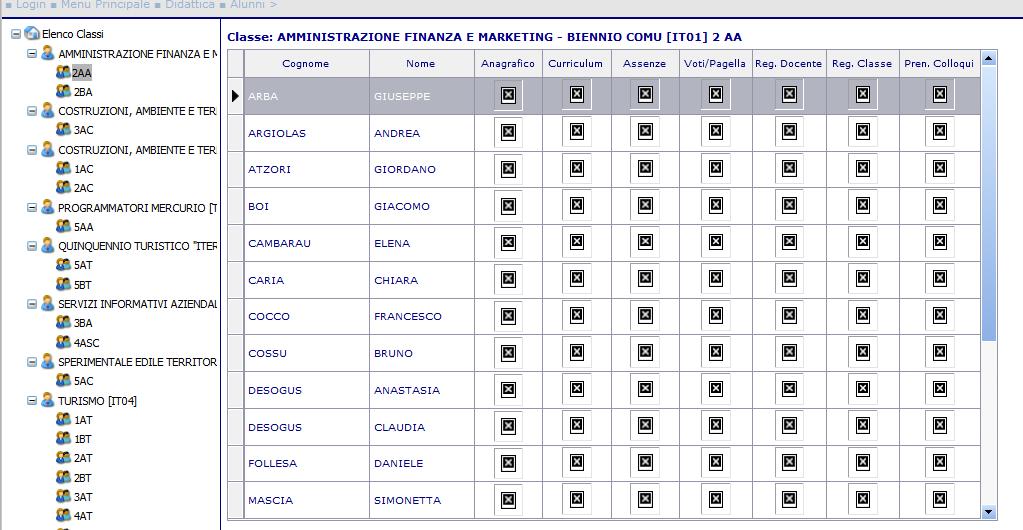 AREA DIDATTICA CONSULTAZIONE ALUNNI Ecco