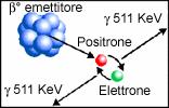 decadimento beta, β - (e gamma) 5 Jhons & Cunnigam, Physics of radiology, 1987 radiazione beta+, e +, β + positrone: carica +1, massa,549 uma direttamente ionizzante annichila penetra in aria: