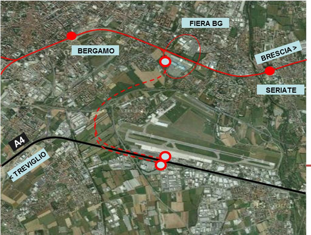 SCHEDA 3: COLLEGAMENTO FERROVIARIO AEROPORTO DI BERGAMO Evidenti esigenze di sinergia della mobilità rendono opportuno il collegamento dell Aeroporto Caravaggio di Bergamo-Orio al Serio all