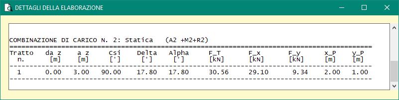 60 kn (valore approssimato per arrotondamenti) Spinta totale per la combinazione Statica (EQU+M2): K = 0.340 S = ½ 20 (1+0.