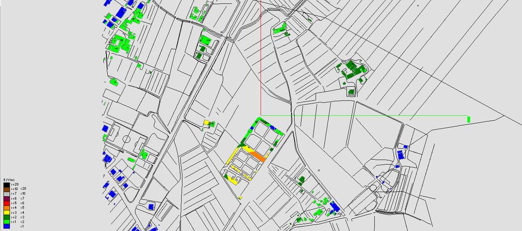 Fig. 26 Impatto elettromagnetico zona Cimitero Santallamura Vista dall'alto Fig.