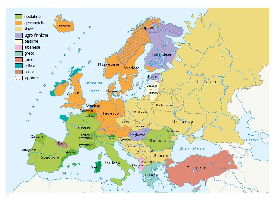 POPOLI E CULTURE ITINERARIO 2 La maggior parte delle lingue e dei dialetti europei fanno parte della grande famiglia