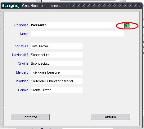 Menu FO > MainCourante > Check Out. 2. Digitare Tasto Pass, posto sulla barra superiore della schermata. 3. Inserire Anagrafica Cliente Individuale.