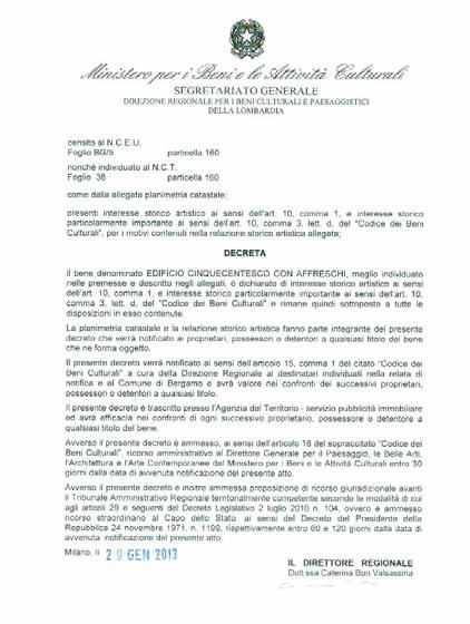 29/01/2013 Notifica Dati Catastali Sezione Cens.