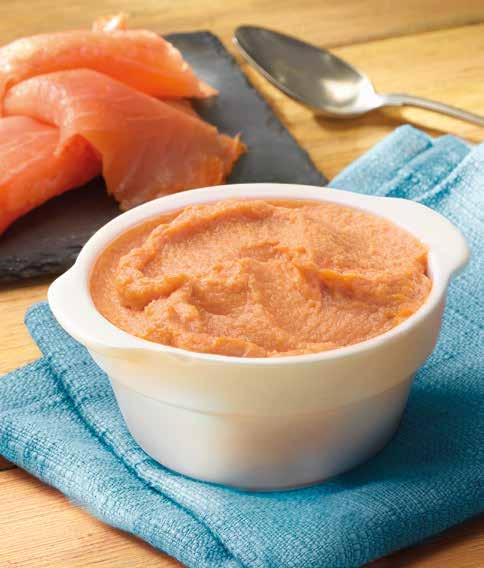 CREMA DI SALMONE AFFUMICATO Preparata con salmoni affumicati di pregiate specie ittiche. Alta qualità, alta resa.