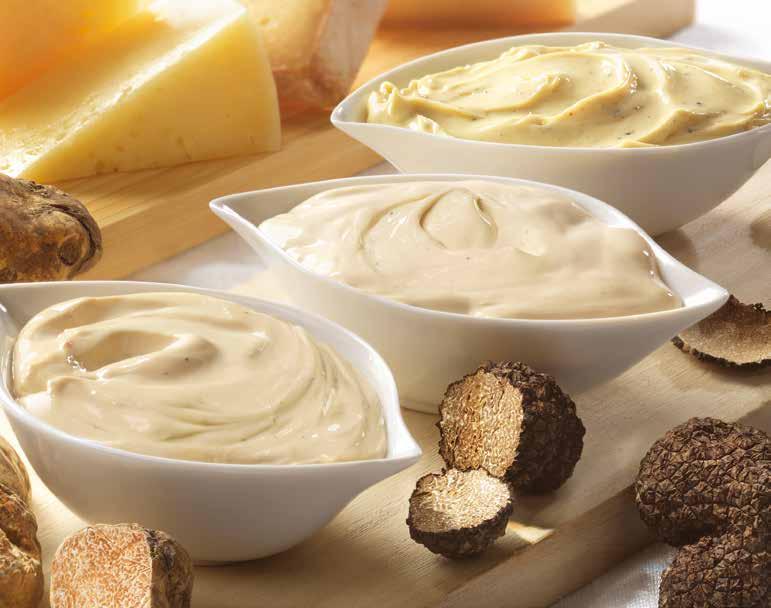 CREME AL TARTUFO CREMA DI FORMAGGIO E TARTUFO BIANCO È preparata con tartufi bianchi su base di formaggio Italico e burro.