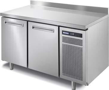Tavoli refrigerati ventilati per la ristorazione GN1/1, MAXI altezza maggiorata (h 890mm), 2 porte GN1/1, in acciaio ino AISI 304, con gas refrigerante R404a (GWP3780).