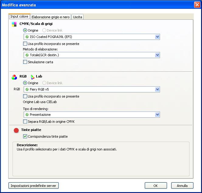 STAMPA DA WINDOWS 64 14 Per modificare le funzioni avanzate di gestione del colore, come RGB/Lab Tipo di rendering, fare clic su Impostazioni Expert.