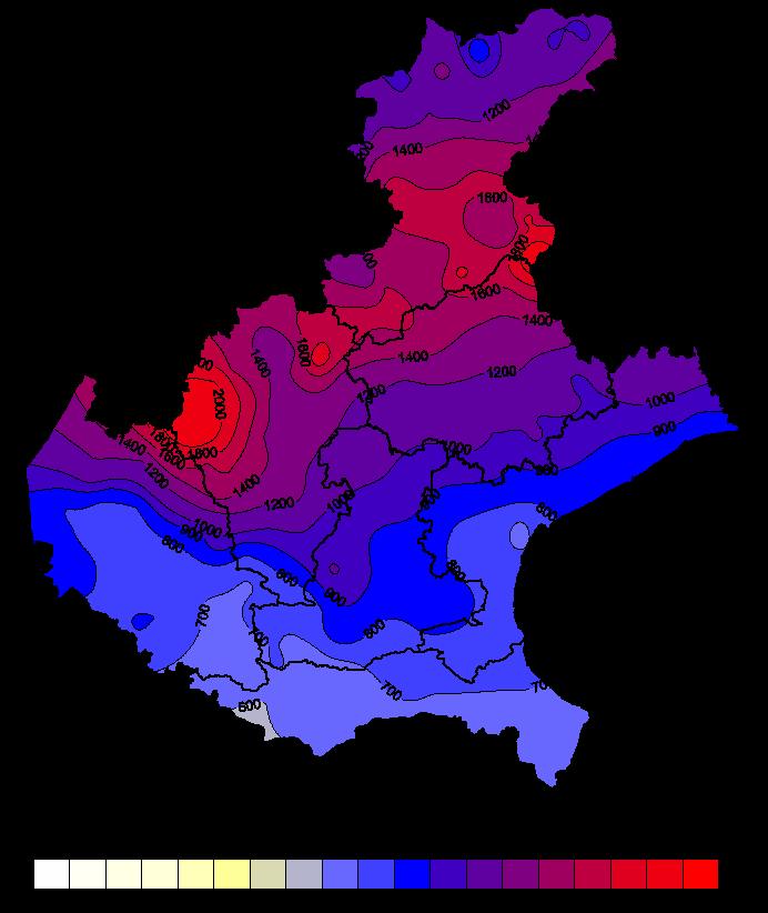 Precipitazioni cumulate da ottobre a