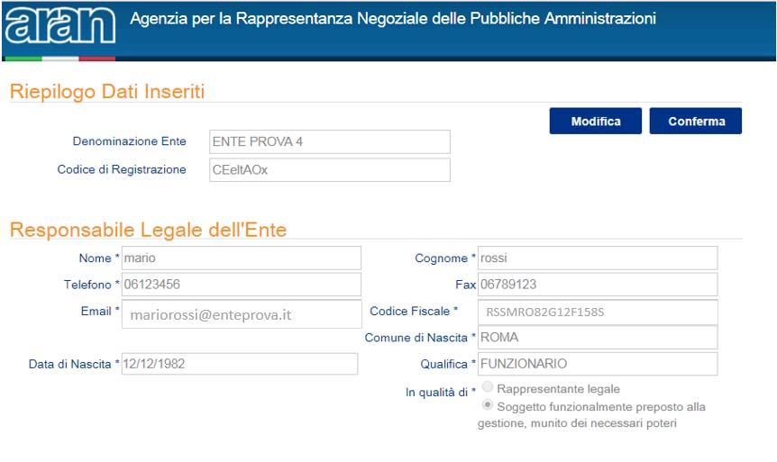 4.2.2. - Link Tale PEC conterrà un link Completa la registrazione (https://www.aranagenzia.it/arandemo/convalida_email?codice=.