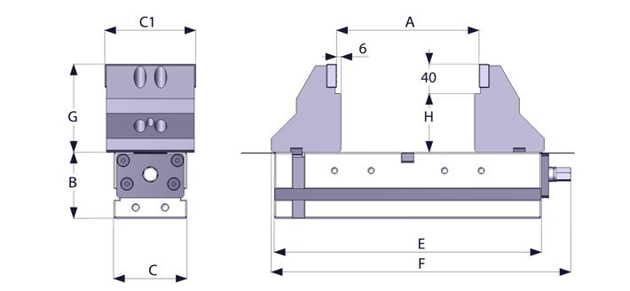 L applicazione delle parallele IR rende possibile variare l altezza di chiusura del pezzo. Le morse autocentranti a 5 assi permettono di montare tutta la serie di ganasce della morsa Modulare DD 125.