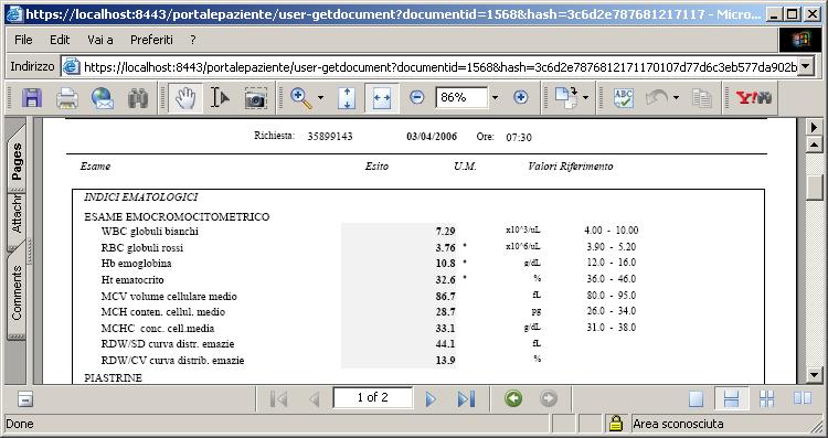 Per accedere al singolo documento si possono utilizzare i collegamenti presenti nella pagina: verrà aperta una nuova finestra del browser ed in essa