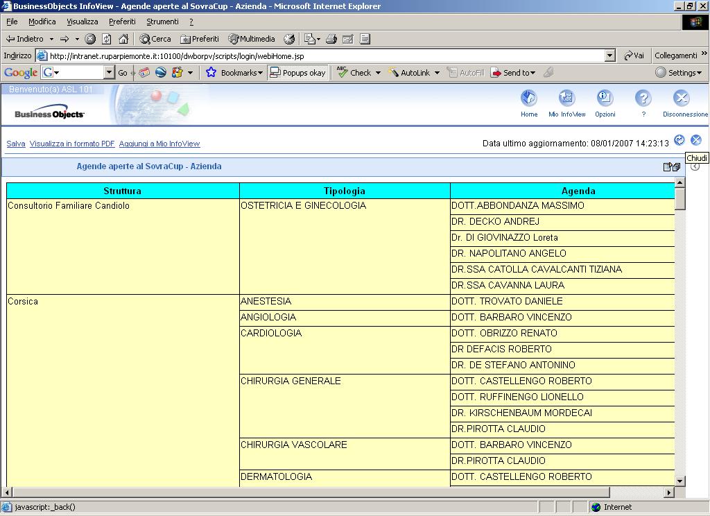 5.4 TORNA ELENCO REPORT Per uscire dal report visualizzato e tornare all elenco dei report per poterne elaborare un altro, è necessario cliccare sul pulsante chiudi 5.