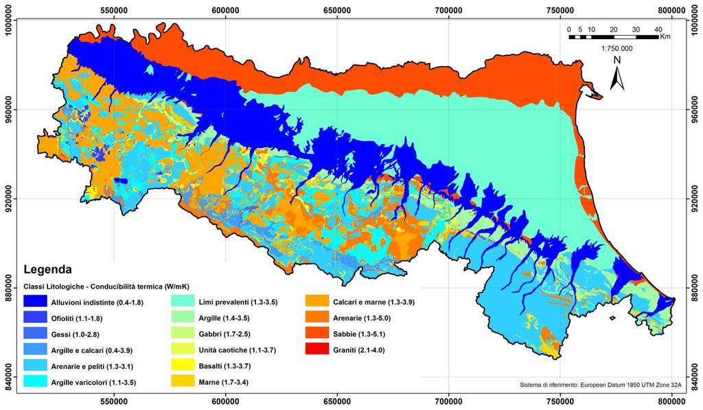 CARTOGRAFIE TEMATICHE Università di Siena CARTA PRELIMINARE DELLE CONDUCIBILITA TERMICHE SU BASE LITOLOGICA (elaborata dal CGT, UniSI), dati di