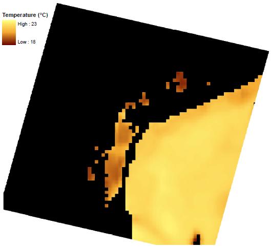 Figura 3 A sinistra la mappatura termica sulla laguna di Venezia nell immagine SWTI a destra nella BINT.