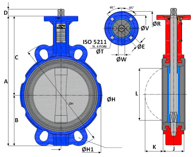 MOMENTI TORCENTI (Nm): ATTENZIONE: I valori in tabella non sono comprensivi del fattore di sicurezza DN 40 50 65 80 100 125 150 200 250 300 Ø 1"1/2 2" 2"1/2 3" 4" 5" 6" 8" 10" 12" p 0 bar 3 6 10 12