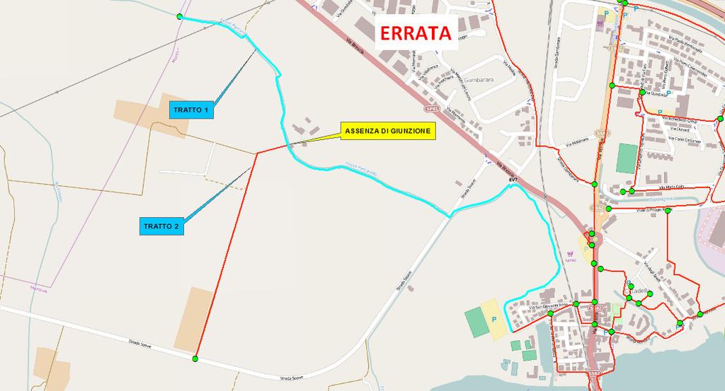 Nei punti in cui si ha la biforcazione di un percorso 1 o l incrocio di percorsi alla stessa quota deve essere sempre presente una giunzione. In fig.