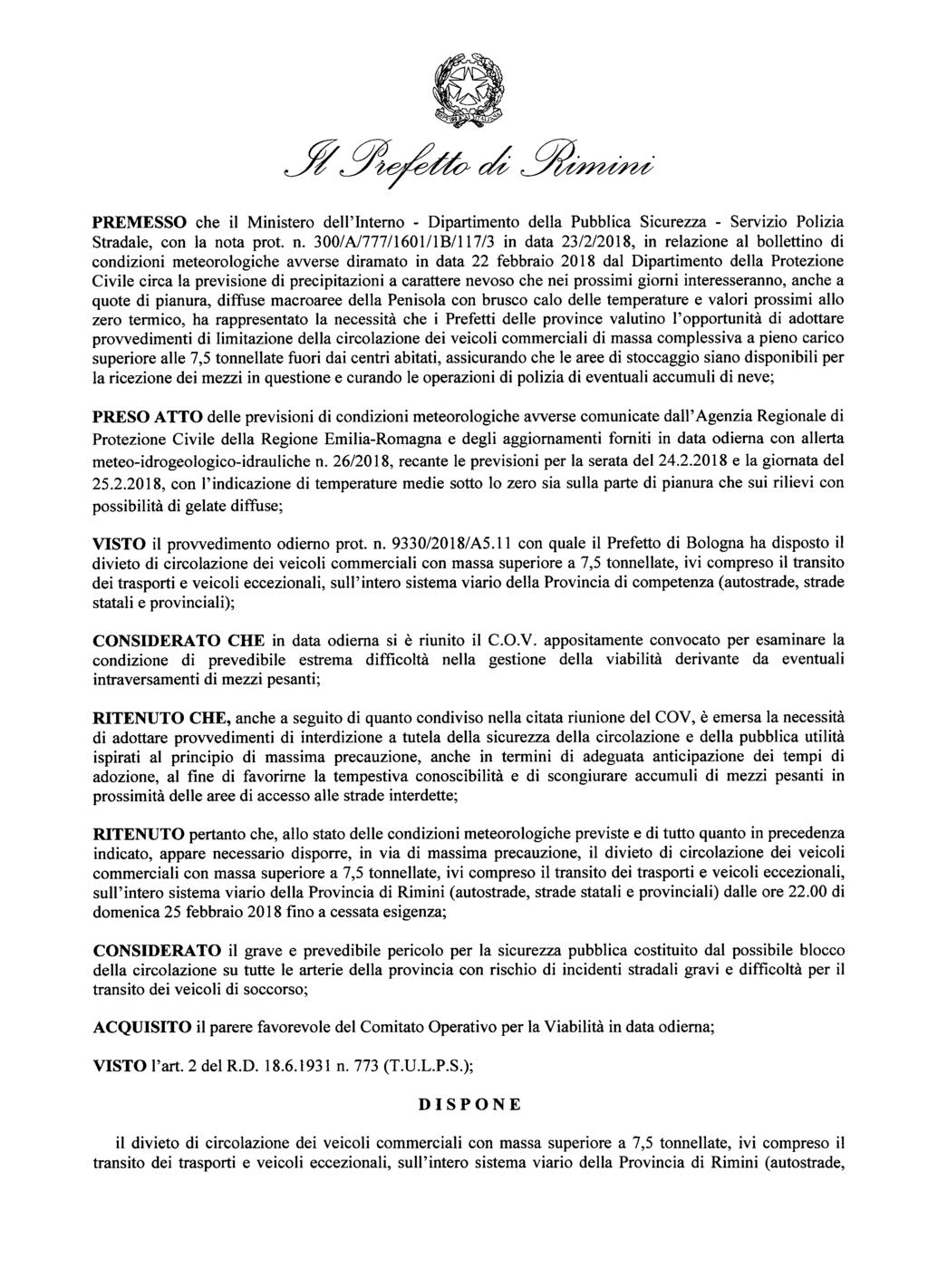 Prefettura Rimini - Archivio generale