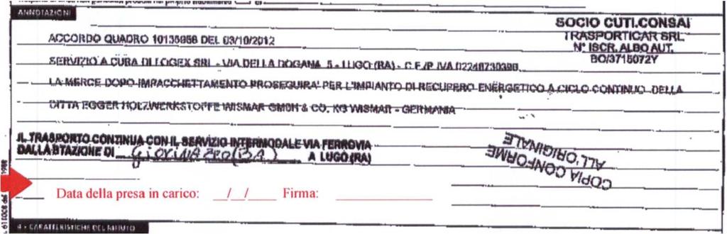 In caso di trasporto intermodale (es.