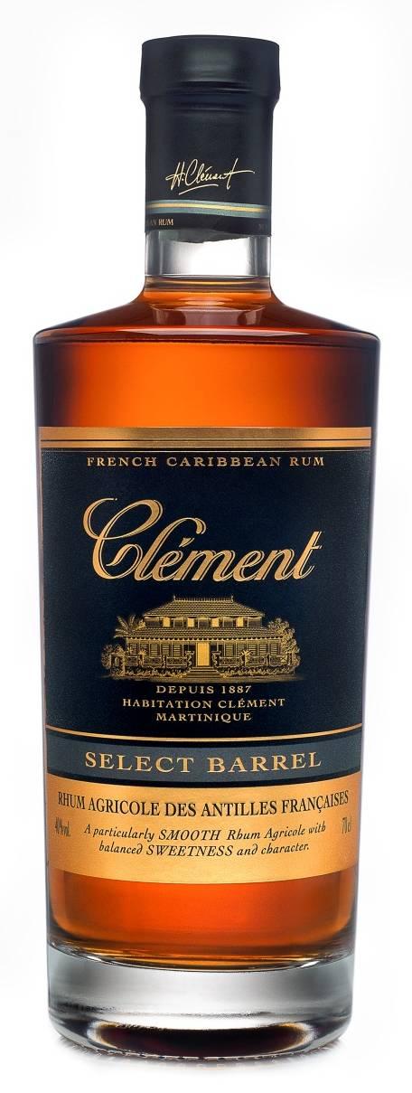 RHUM VIEUX CLÉMENT SELECT BARREL Minimo tre anni in particolari botti di rovere francese selezionate dal Master Distiller per la loro naturale dolcezza ed intensità aromatica. 40% Alc. /Vol.