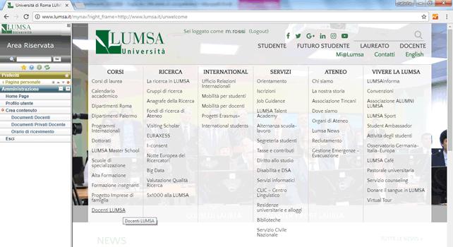 Per aggiornare i contenuti della propria pagina Una volta effettuato l accesso, il sistema presenta il pannello di