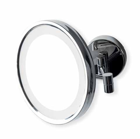light Materials: steel, glass inish: shiny chrome Ø 8,46" - 2 arm of 3,93" Details: 3x magnifying mirror, wall power 220V, touch control.248.
