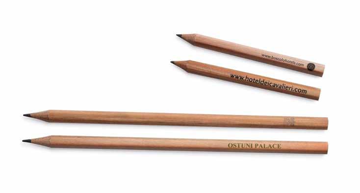LB20101N - gomma, ghiera dorata LB20001N - round wooden pencil LB20101N - hexagonal wooden pencil inish: shiny white lacquered 7,48" serigraphy printing Details: LB20001N - eraser, chromed metal ring