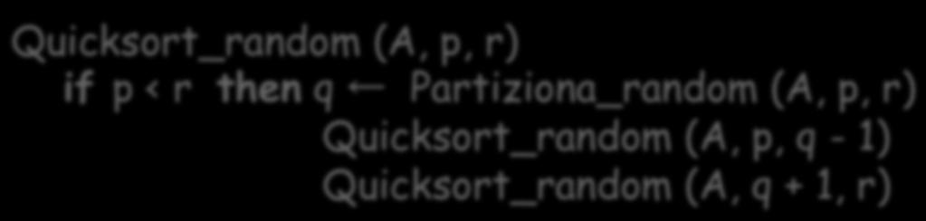 Quicksort_random (A, p, r) if p < r then q Partiziona_random (A, p, r) Quicksort_random (A, p, q - 1) Quicksort_random (A, q + 1, r) 165 166 Esercizi Esercizio: Potenze di un numero Potenze di un
