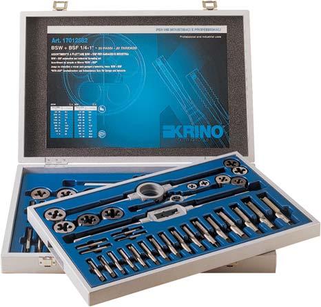 Professional Assortimenti a filettare Whitworth per garage ed industria BSW-BSF threading set for garages and industries in wooden case / Assortiments à fileter pour usines et garages, filetage