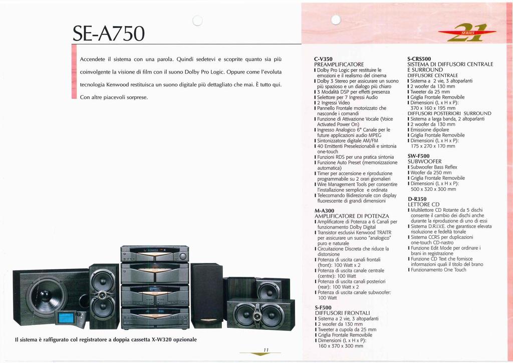 SE-A750 Accendete il sistema con una parola. Quindi sedetevi e scoprite quanto sia più coinvolgente la visione di film con il suono Dolby Pro Logic.