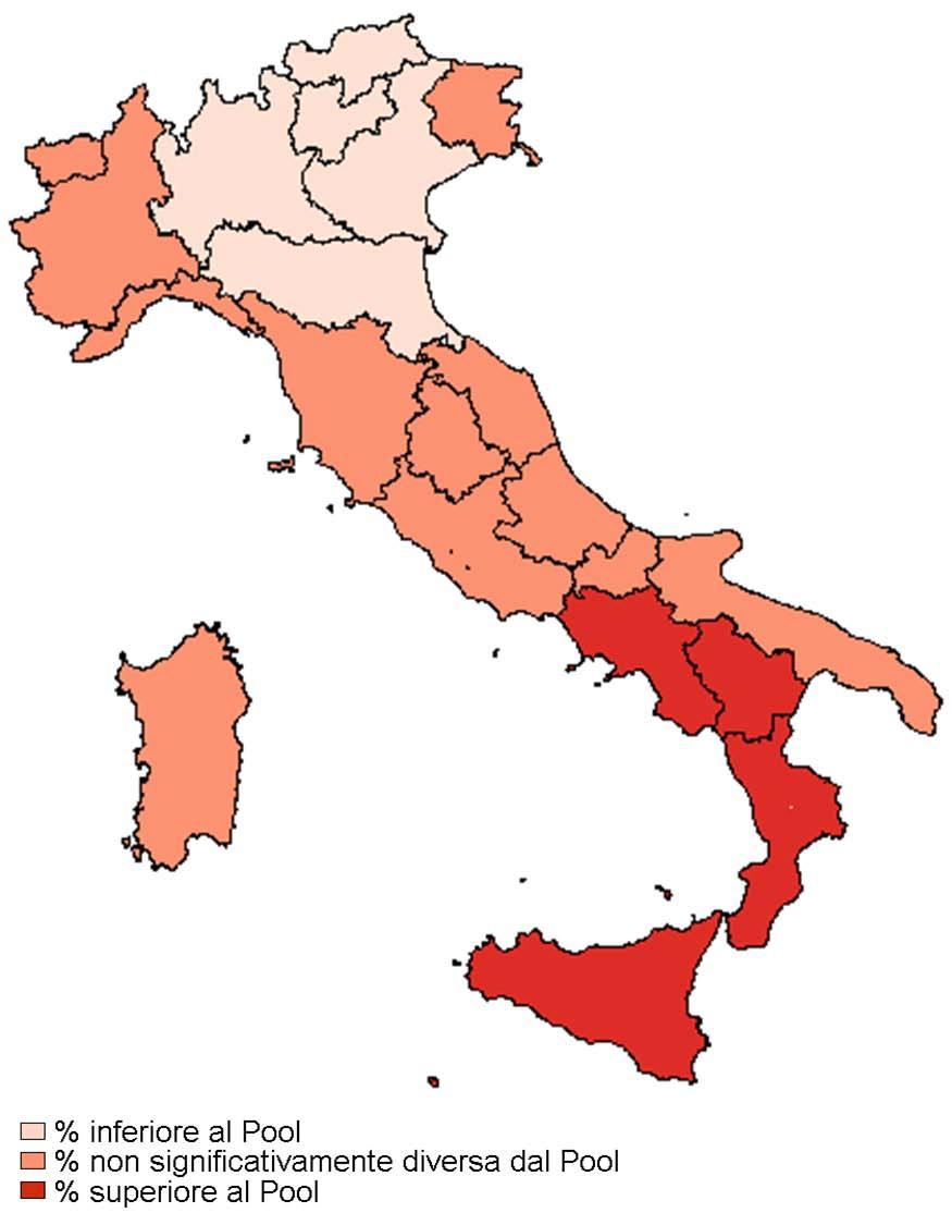 Prevalenza del diabete 1 Per motivi di numerosità sono stati considerati solo gli intervistati di età 35-69 anni.